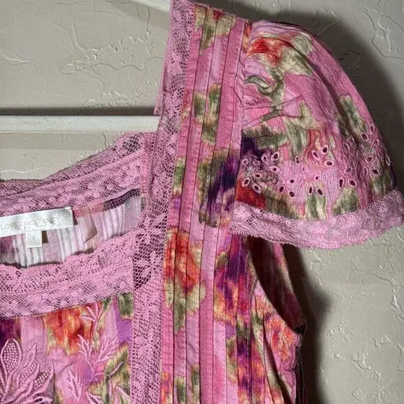 Nutmeg Dress LoveShackFancy floral pink mini dress size 8 - Picture 8 of 11